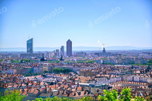 Preview: An Aerial View Of Lyon, France And The Saone River During Morning Hours.