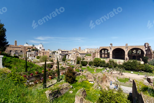 Preview: Roman Forum, Rome, Italy, With The Basilica Of Constantine And Maxentius In The Background