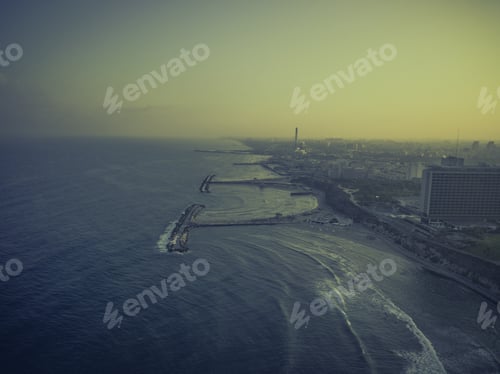 Preview: Tel Aviv Israel Sea Front Hotel, Drone View