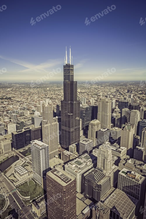 Preview: Chicago Skyline Panorama Aerial View