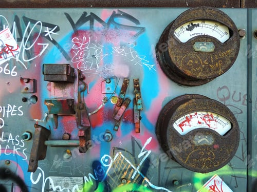 Preview: Rust and Graffiti on a Gray Panel