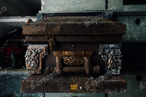 Preview: A Seriously Rusted And Decrepit Coffin Hangs Out Of The Tomb Inside A Long Abandoned Mausoleum.