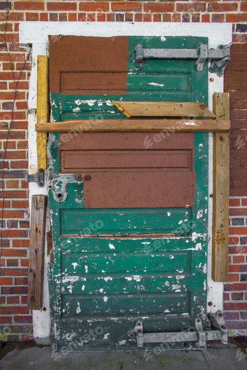 Preview: Exterior Door Boarded And Peeling Paint