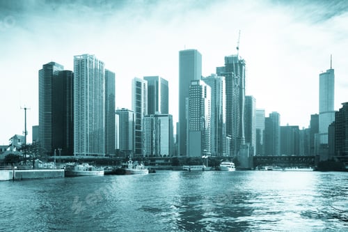 Preview: Chicago View Of Modern Urban City Skyline With Office Buildings And Skyscrapers Seen From The