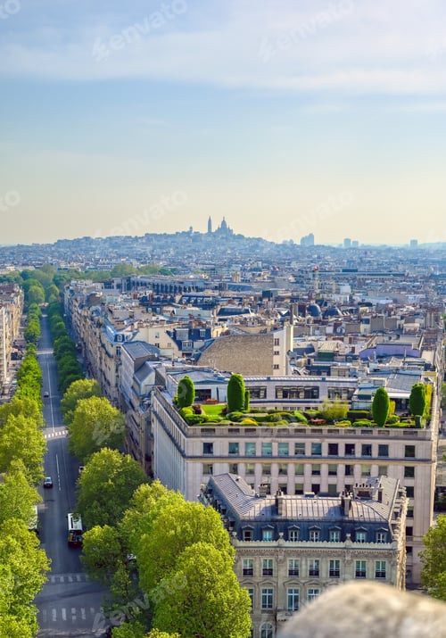 Preview: A View Of Paris, France From The Arc De Triomphe On A Sunny Day.