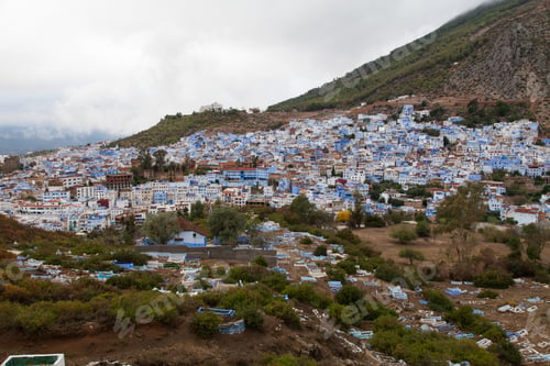 Preview: Overlook Of Chefchaouen, Morocco, The Striking, Variously Hued Blue-Washed Old Town