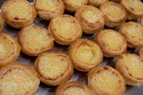 Preview: Portuguese Custard Tarts Pastel De Nata Or De Belem. A Close-Up Of Traditional Portuguese Custard