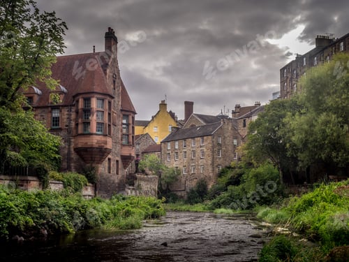 Preview: Tranquil Edinburgh Summer Scene Of Water Of Leith Flowing Through Picturesque And Historic Dean