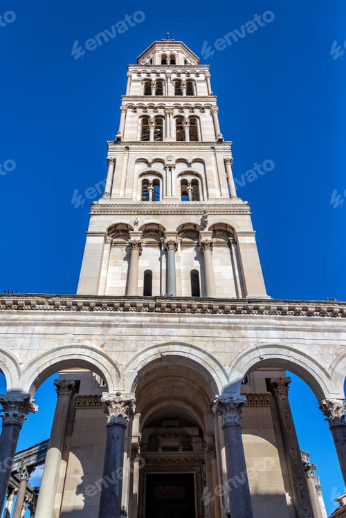 Preview: View Of St. Domnius Tower In Split, Croatia With A Beautiful Blue Sky