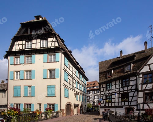 Preview: View Of Beautiful Half-Timbered Houses Along The Canal Seen From Strasbourg France