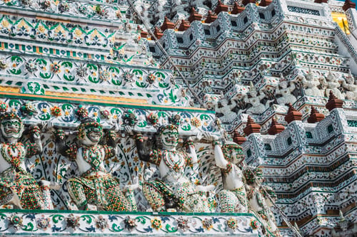 Preview: Wat Arun Temple Details In Bangkok Thailand. Closeup
