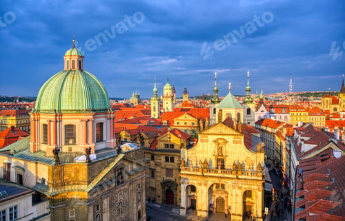 Preview: The Rooftops Along The Vltava River In Prague, Czech Republic.
