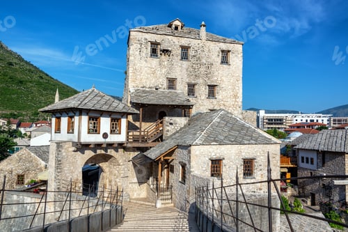 Preview: Historic Buildings In Mostar, Bosnia Seen From The Old Bridge