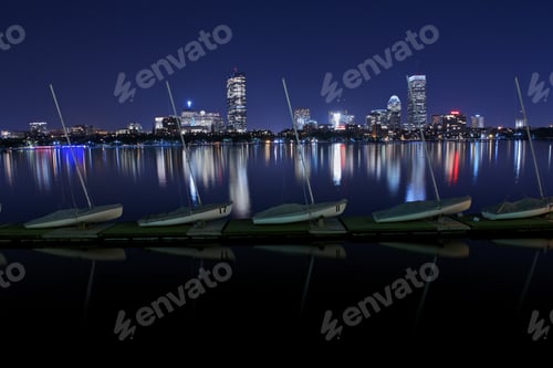 Preview: Boston Skyline From Harvard University Sailing Center, Boston, Ma, Usa
