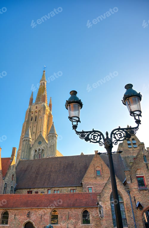 Preview: The Church Of Our Lady Seen From The Streets Of Bruges (Brugge), Belgium.