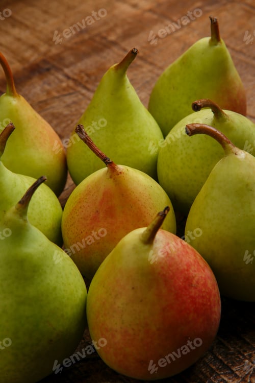 Preview: Ripe Organic Pear Fruit On A Rustic Wooden Table