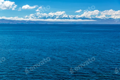 Preview: View Of The Andes Mountains With The Deep Blue Of Lake Titicaca In The Foreground