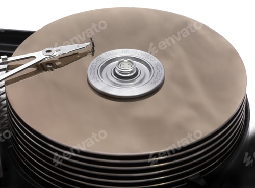 Preview: Macro Of Opened Hard Disk Drive Isolated On White