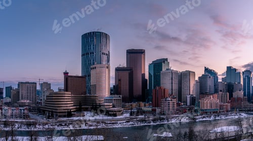 Preview: View Of Calgary'S Beautiful Skyline At Sunset.