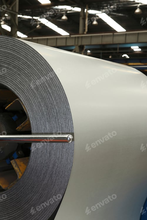 Preview: Rolls Of Steel Sheet In A Plant; Galvanized Steel Coil