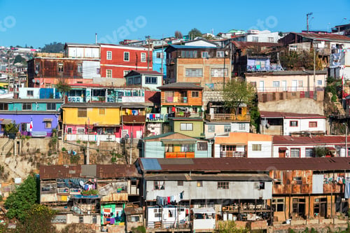 Preview: Old Colorful Buildings On A Hill In Valparaiso, Chile