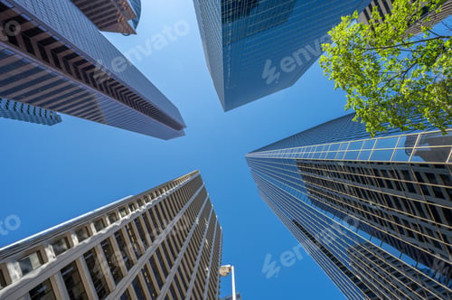 Preview: Vertical Wide Angle Views Of The Modern Architecture That Forms The Skyscrapers Of Downtown Calgary