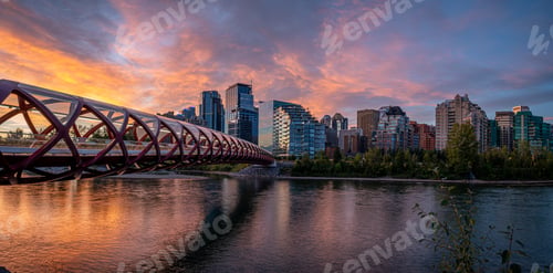 Preview: Beautiful Sunrise Over Calgary'S Urban Skyline.