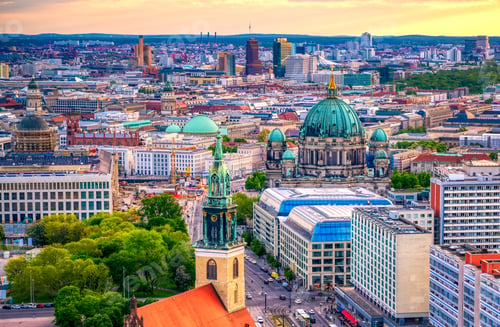 Preview: An Aerial View Of The Berlin Cathedral At Sunset.