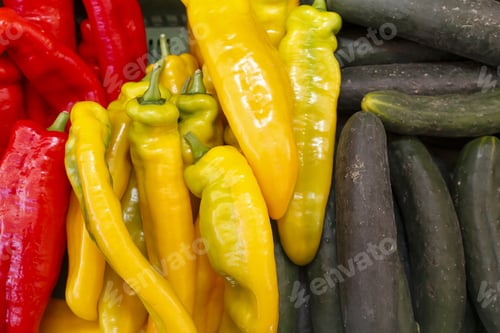 Preview: Pepper And Cucumber On Sale On Street Market
