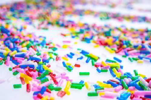 Preview: Colorful Candy Sprinkles Close Up For Birthday Cake On White Background