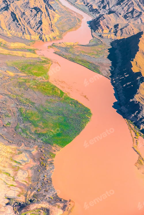 Preview: Aerial Photography Of Landform Over Arizona With Colorado River In View
