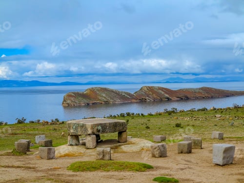 Preview: Chincana Ruins At Island Of The Sun, Titicaca Lake, Bolivia. Field, Landmark.