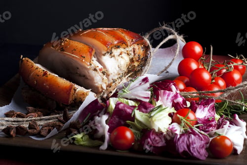 Preview: Roasted Pork with Cherry Tomatoes and Salad