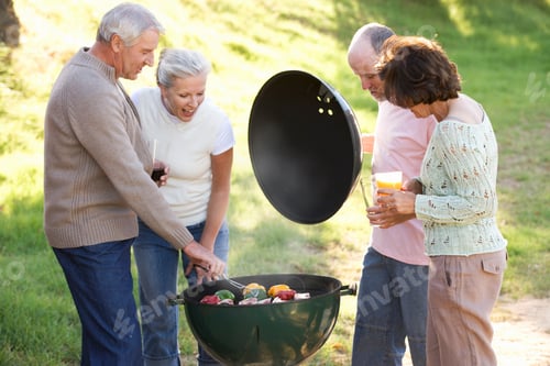 Preview: A Group Of Senior Friends Having A Barbeque
