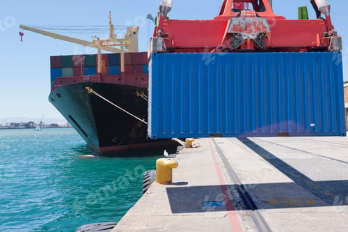 Preview: A Container Is Carried Using A Hauler At A Dockyard From A Ship
