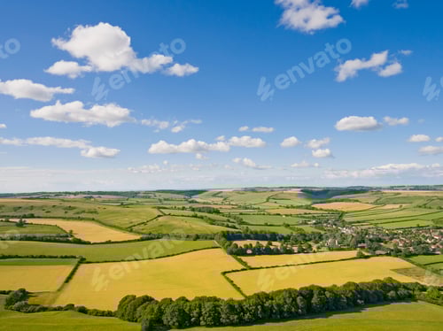 Preview: Aerial View Of Green English Farm Fields In Dorset