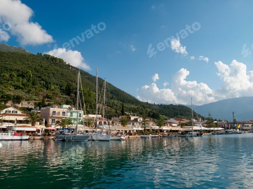 Preview: Greece, Kefalonia, Sami, View Of Yachts And Sunny Coastal Harbour
