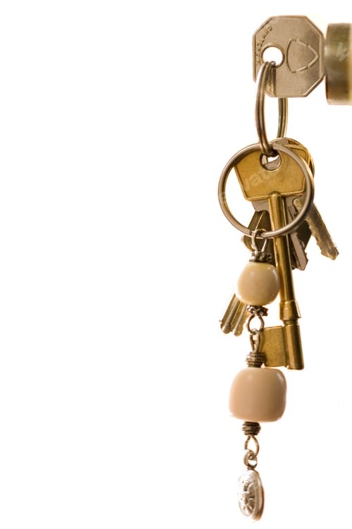 Preview: Keys On Keying In Lock, Close-Up, Side View, Cut Out
