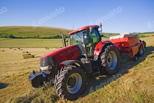 Preview: Tractor Baling Hay In The Field