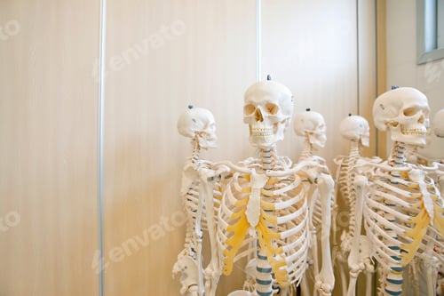 Preview: A Set Of Skeleton Models In Right With Copy Space.