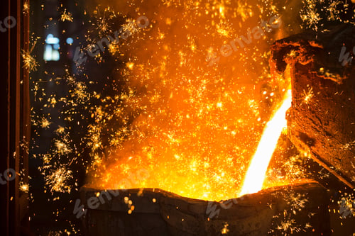 Preview: Shower Of Sparks As Molten Metal Is Poured In Steel Foundry