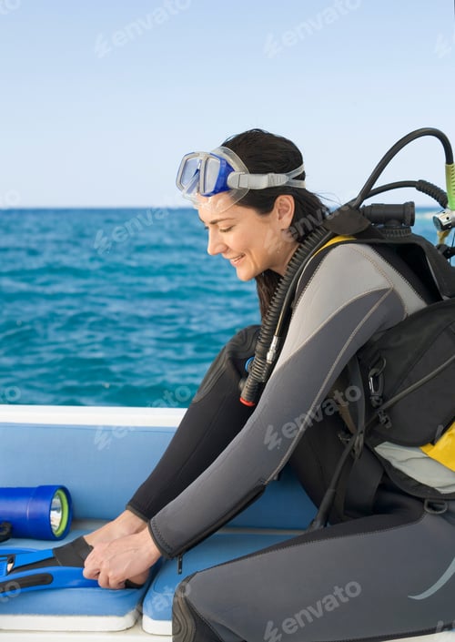 Preview: A Woman About To Go Scuba Diving