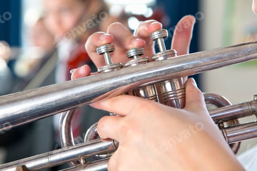 Preview: Close Up High School Student Playing Trumpet