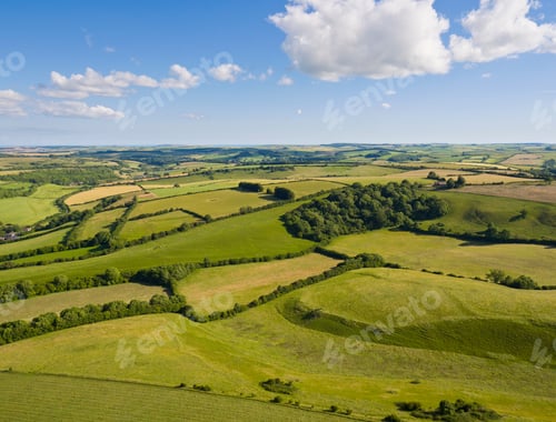 Preview: Aerial View Of Green English Farm Fields In Dorset