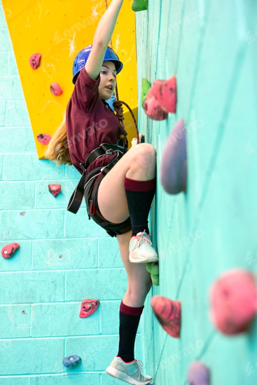 Preview: High School Student Climbing Rock Climbing Wall
