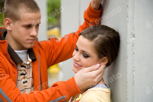 Preview: A Teenage Couple, Boy Caressing Girlfriends Face