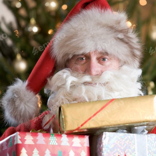 Preview: Father Christmas/Santa Claus Holding A Pile Of Presents