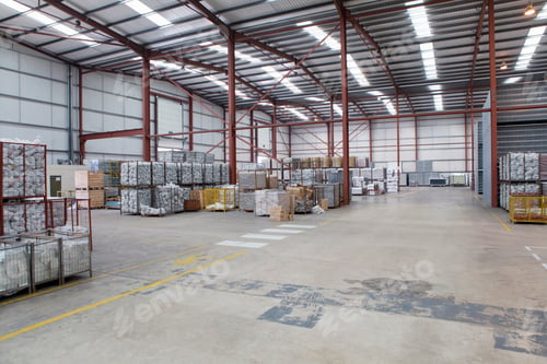 Preview: Wide Shot Of A Industrial Warehouse With Multiple Items.