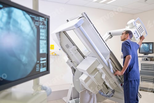 Preview: Male Radiographer Working In Hospital X Ray Department