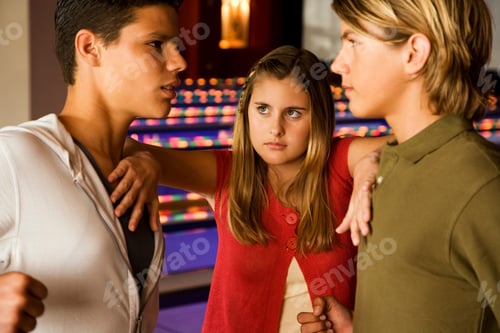 Preview: Argument Between Teenage Boys In A Bowling Alley, Girl Mediating Between Them